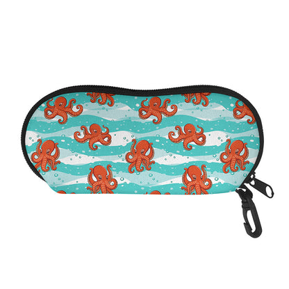 Cartoon Octopus Pattern Print Glasses Case