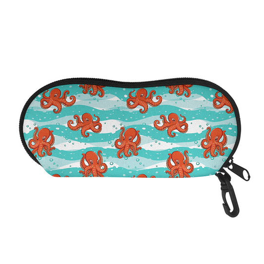 Cartoon Octopus Pattern Print Glasses Case