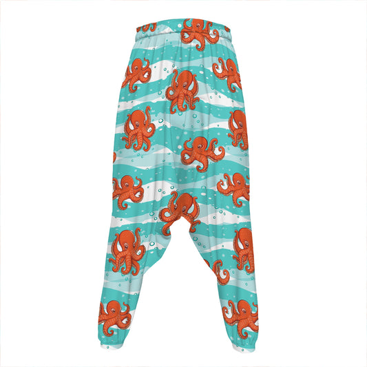 Cartoon Octopus Pattern Print Hammer Pants