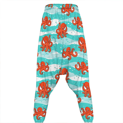 Cartoon Octopus Pattern Print Hammer Pants