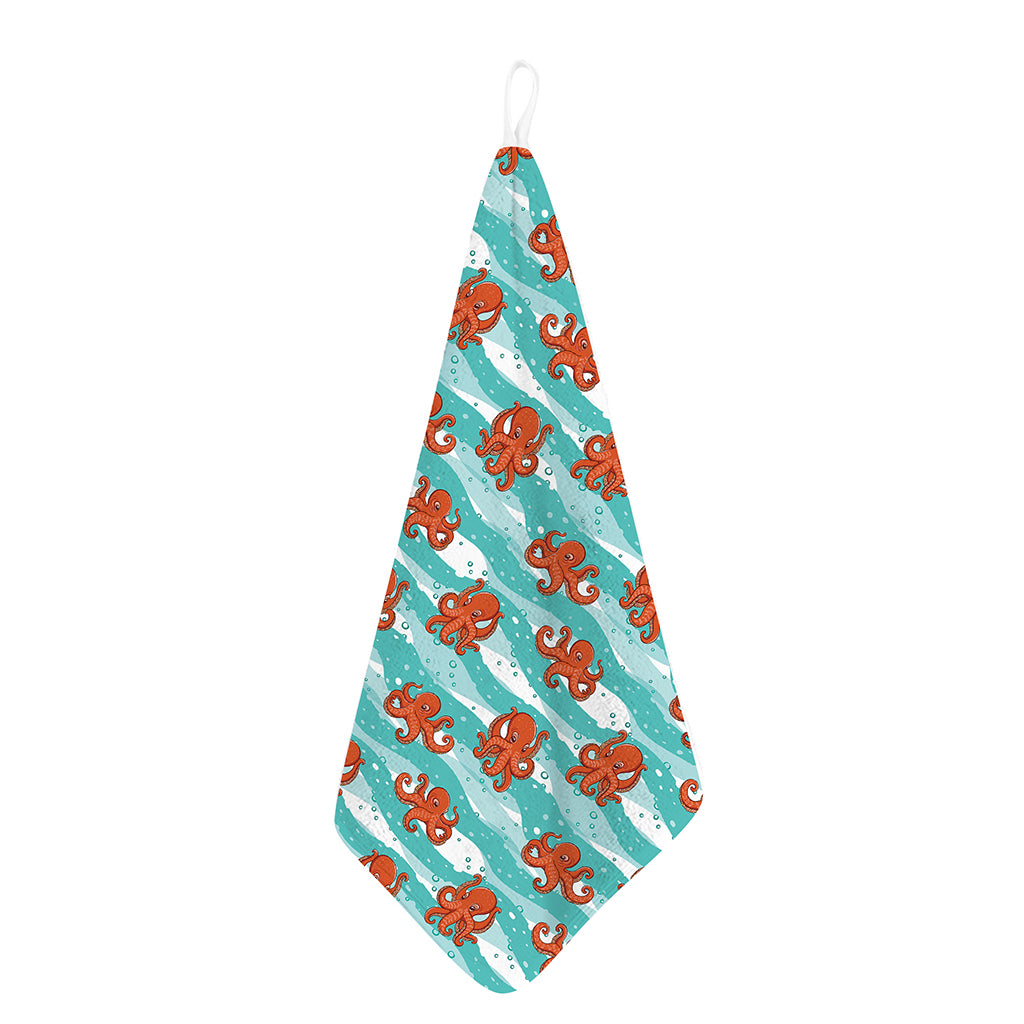 Cartoon Octopus Pattern Print Hand Towel