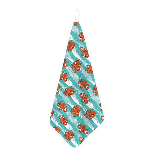 Cartoon Octopus Pattern Print Hand Towel