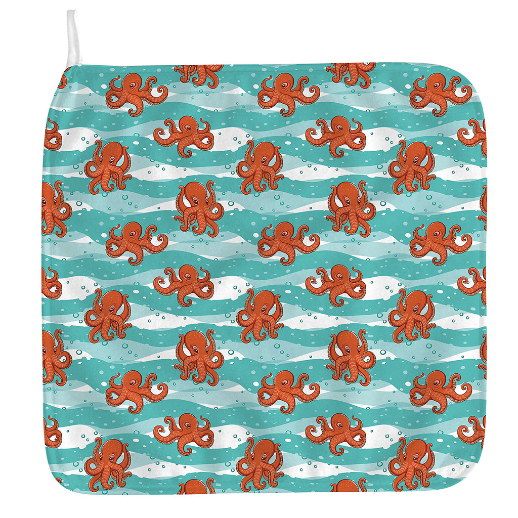 Cartoon Octopus Pattern Print Hand Towel