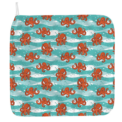 Cartoon Octopus Pattern Print Hand Towel