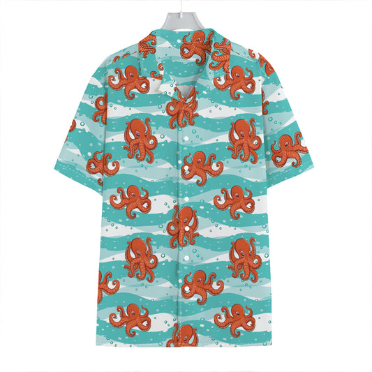 Cartoon Octopus Pattern Print Hawaiian Shirt