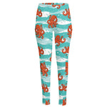 Cartoon Octopus Pattern Print High-Waisted Pocket Leggings