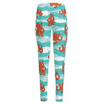 Cartoon Octopus Pattern Print High-Waisted Pocket Leggings