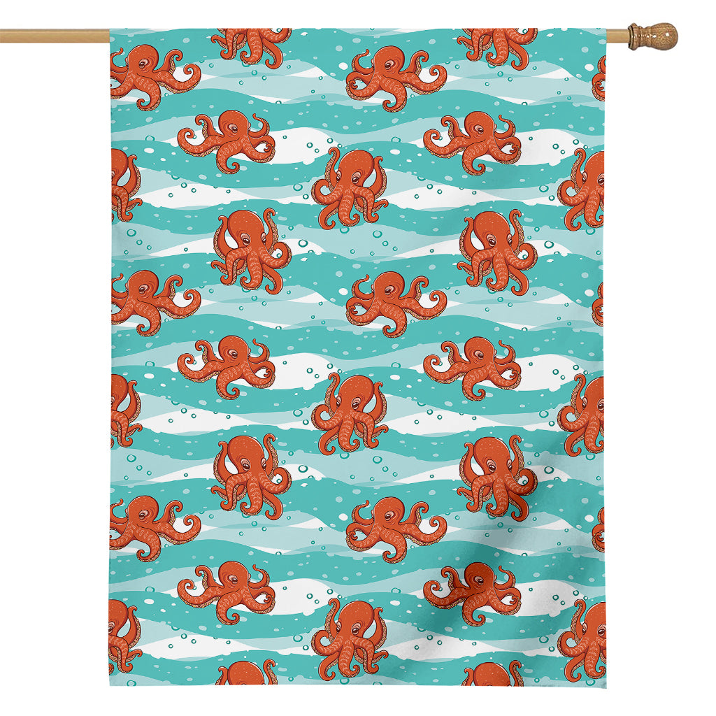 Cartoon Octopus Pattern Print House Flag