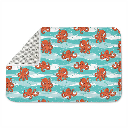Cartoon Octopus Pattern Print Indoor Door Mat