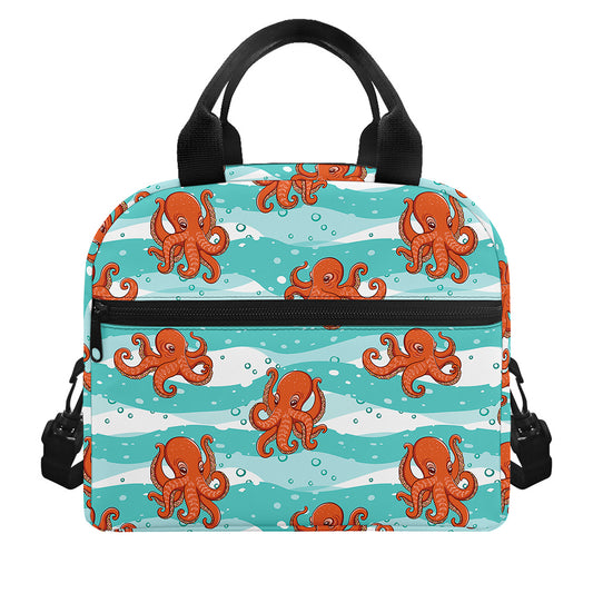 Cartoon Octopus Pattern Print Insulated Lunch Bag