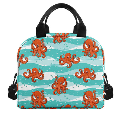 Cartoon Octopus Pattern Print Insulated Lunch Bag