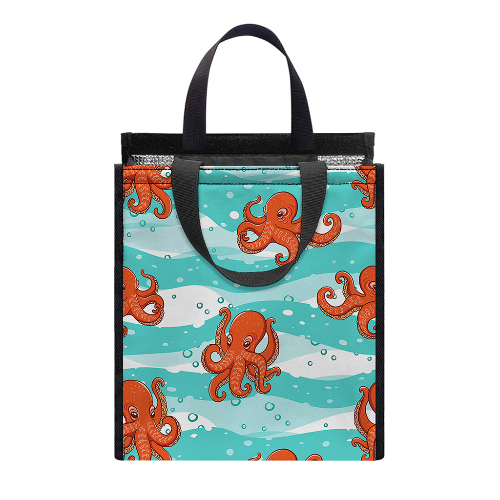 Cartoon Octopus Pattern Print Insulated Lunch Tote