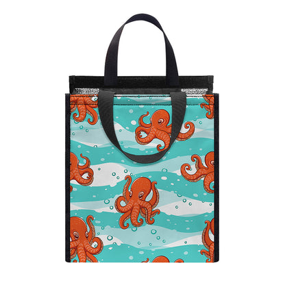 Cartoon Octopus Pattern Print Insulated Lunch Tote