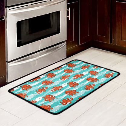 Cartoon Octopus Pattern Print Kitchen Mat