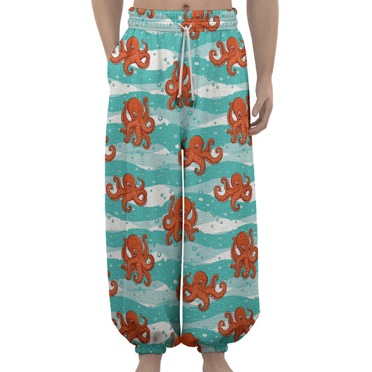 Cartoon Octopus Pattern Print Lantern Pants