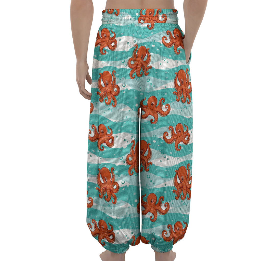 Cartoon Octopus Pattern Print Lantern Pants