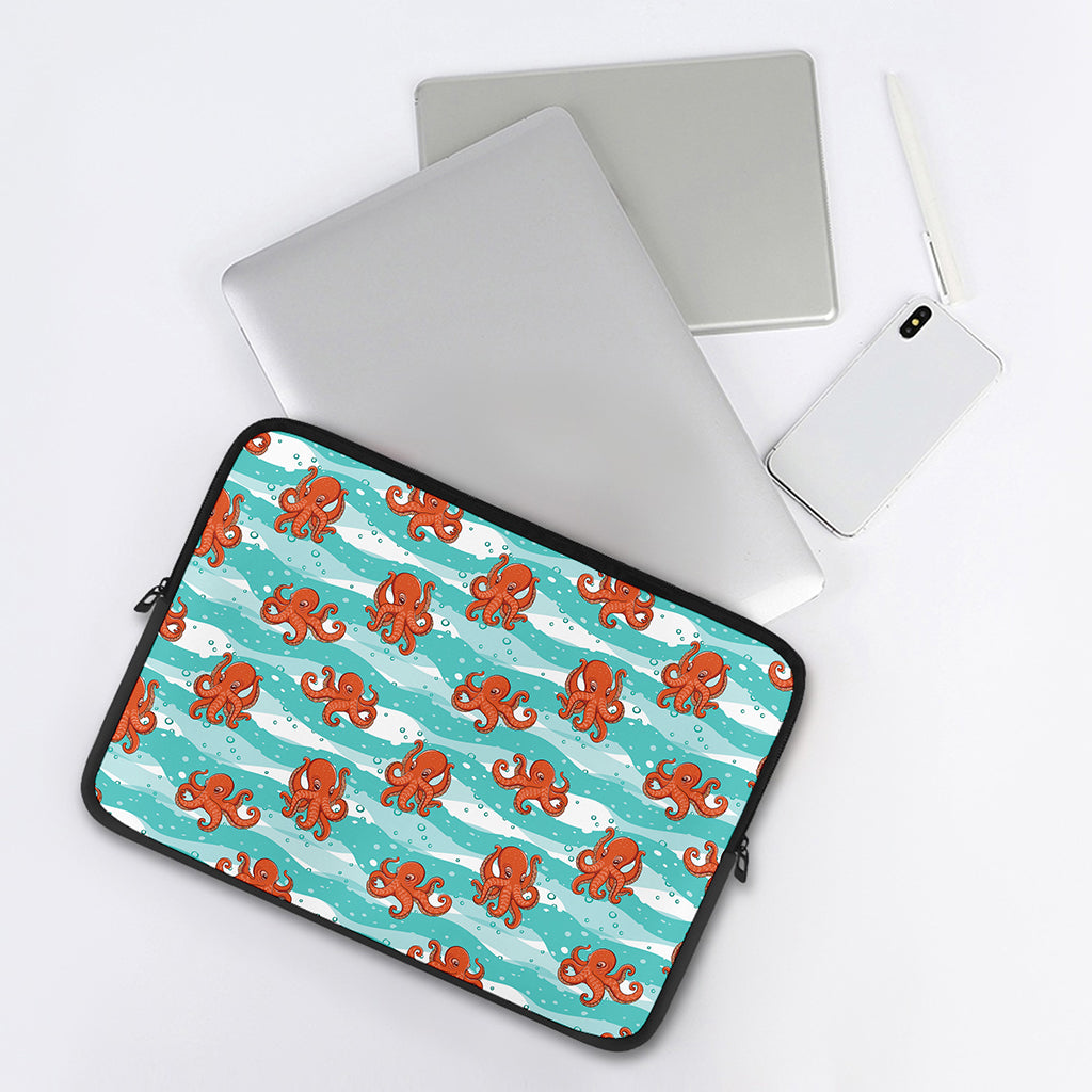 Cartoon Octopus Pattern Print Laptop Sleeve