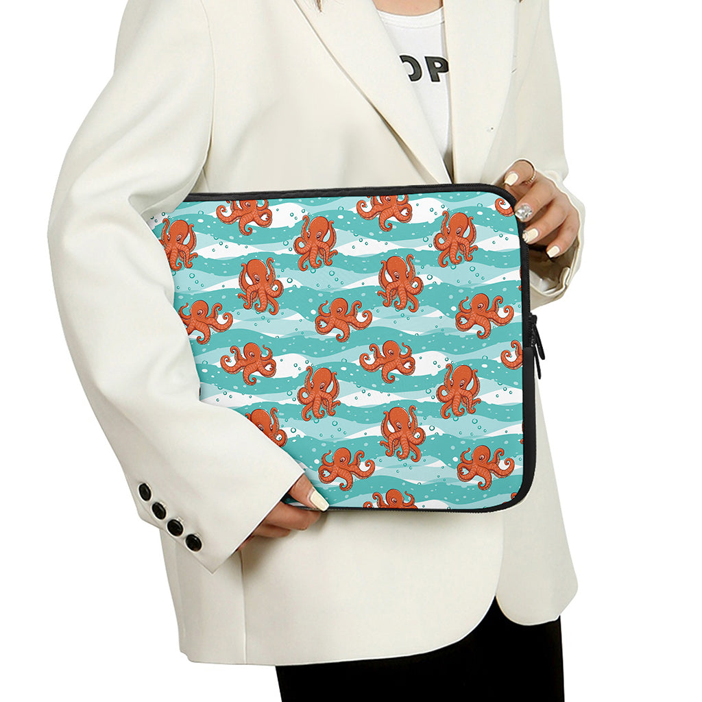 Cartoon Octopus Pattern Print Laptop Sleeve