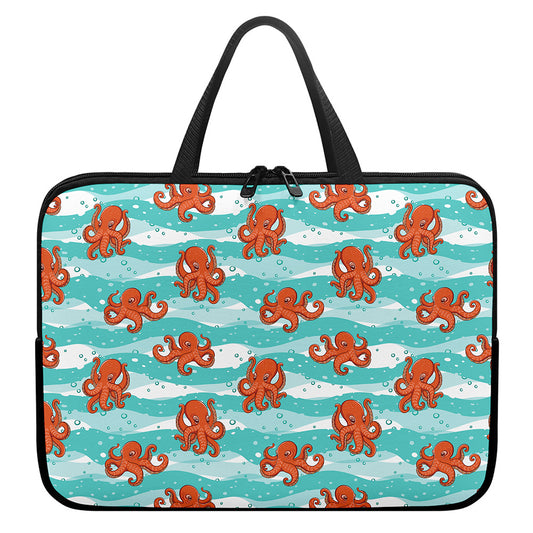 Cartoon Octopus Pattern Print Laptop Sleeve With Handle