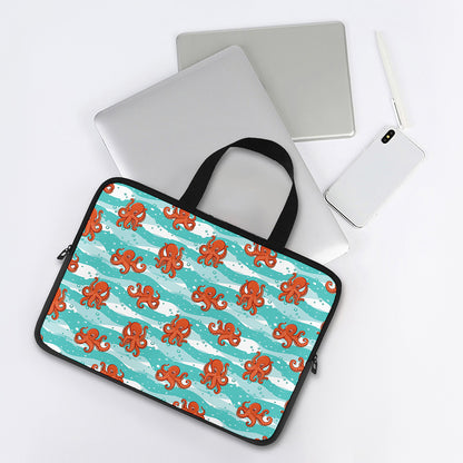 Cartoon Octopus Pattern Print Laptop Sleeve With Handle