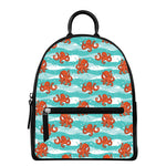 Cartoon Octopus Pattern Print Leather Backpack