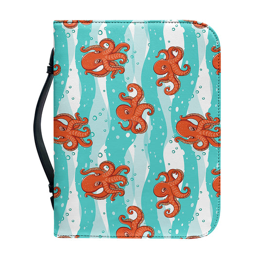 Cartoon Octopus Pattern Print Leather Bible Cover