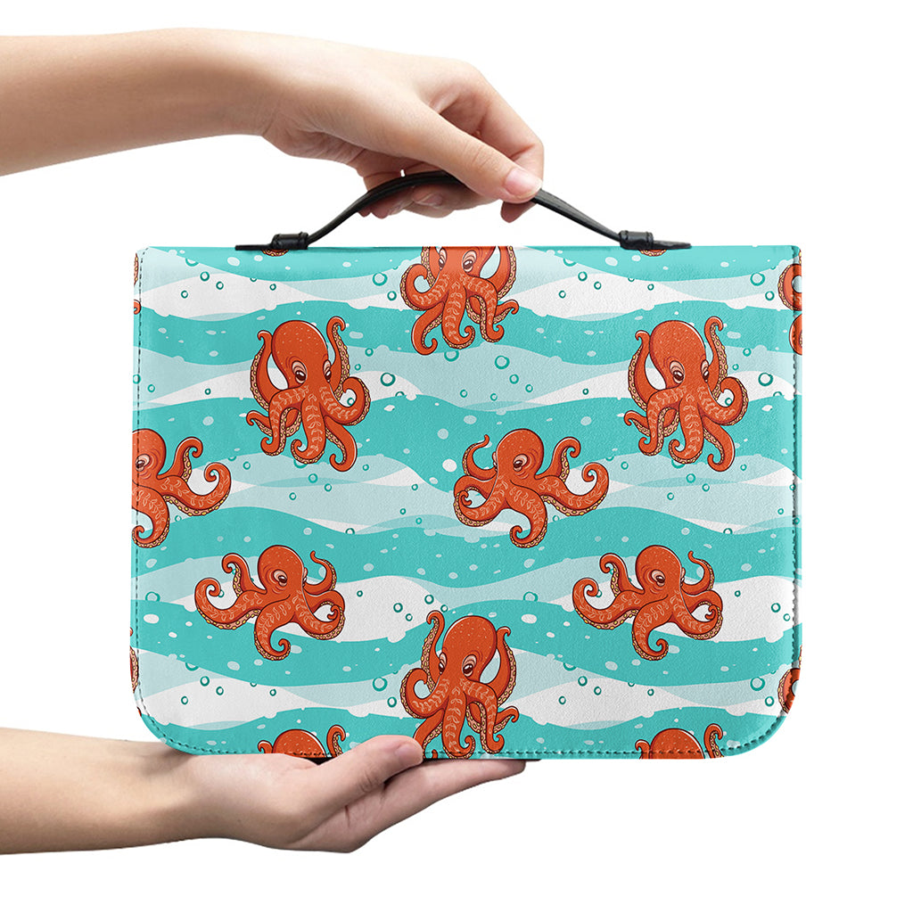 Cartoon Octopus Pattern Print Leather Bible Cover