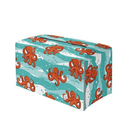 Cartoon Octopus Pattern Print Leather Tissue Box Cover