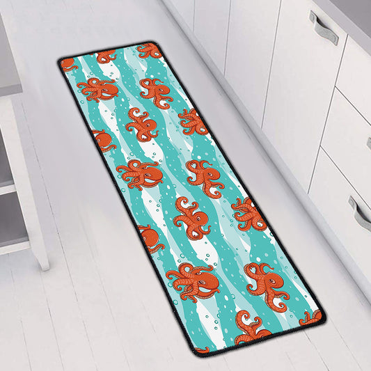 Cartoon Octopus Pattern Print Long Kitchen Mat