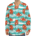Cartoon Octopus Pattern Print Long Sleeve Baseball Jersey