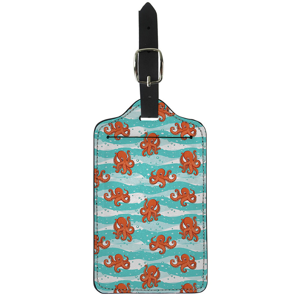 Cartoon Octopus Pattern Print Luggage Tag