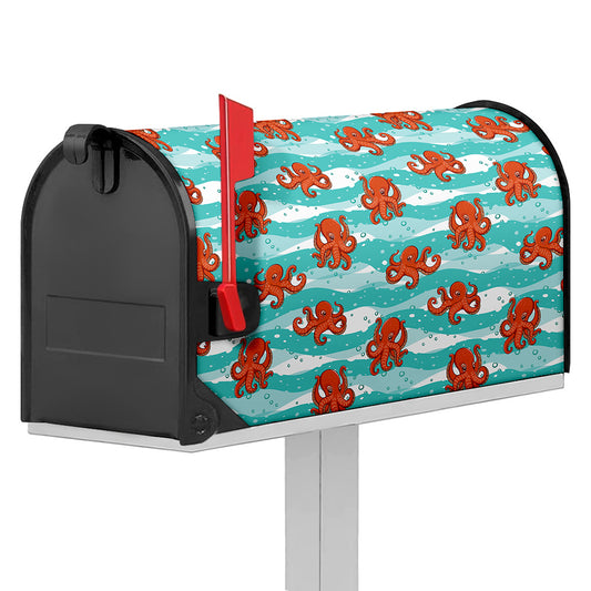 Cartoon Octopus Pattern Print Mailbox Cover