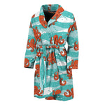 Cartoon Octopus Pattern Print Men's Bathrobe