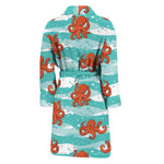 Cartoon Octopus Pattern Print Men's Bathrobe
