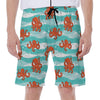 Cartoon Octopus Pattern Print Men's Beach Shorts