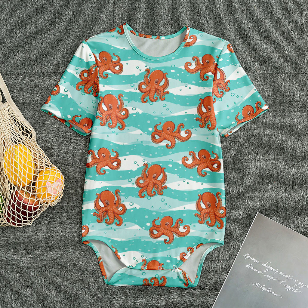 Cartoon Octopus Pattern Print Men's Bodysuit