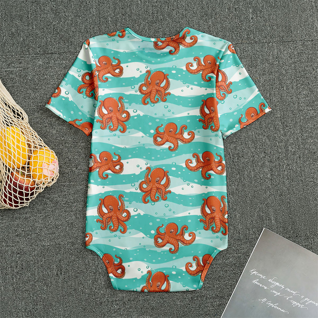Cartoon Octopus Pattern Print Men's Bodysuit