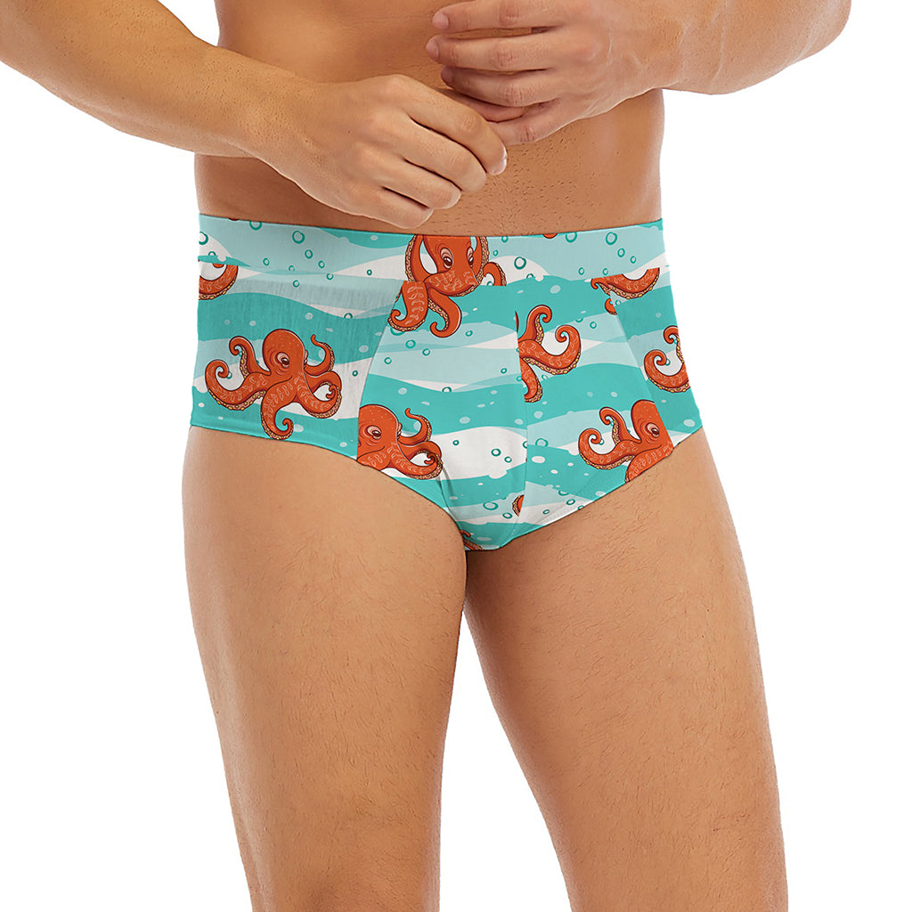 Cartoon Octopus Pattern Print Men's Briefs