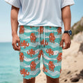 Cartoon Octopus Pattern Print Men's Cargo Shorts