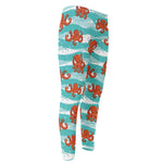 Cartoon Octopus Pattern Print Men's Compression Pants
