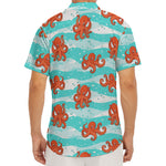 Cartoon Octopus Pattern Print Men's Deep V-Neck Shirt