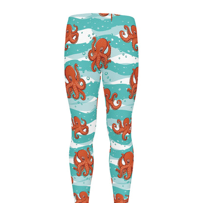 Cartoon Octopus Pattern Print Men's leggings
