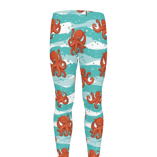 Cartoon Octopus Pattern Print Men's leggings