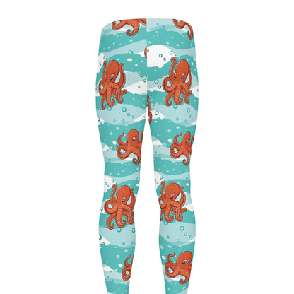 Cartoon Octopus Pattern Print Men's leggings