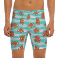 Cartoon Octopus Pattern Print Men's Long Boxer Briefs