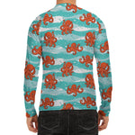 Cartoon Octopus Pattern Print Men's Long Sleeve Rash Guard