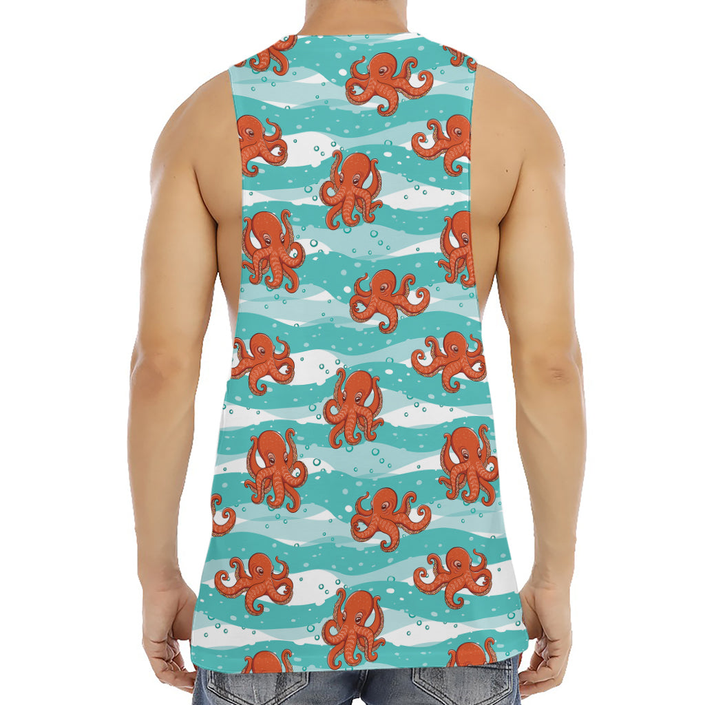 Cartoon Octopus Pattern Print Men's Muscle Tank Top