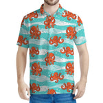 Cartoon Octopus Pattern Print Men's Polo Shirt