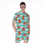 Cartoon Octopus Pattern Print Men's Rompers