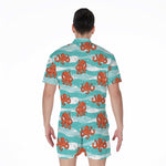 Cartoon Octopus Pattern Print Men's Rompers
